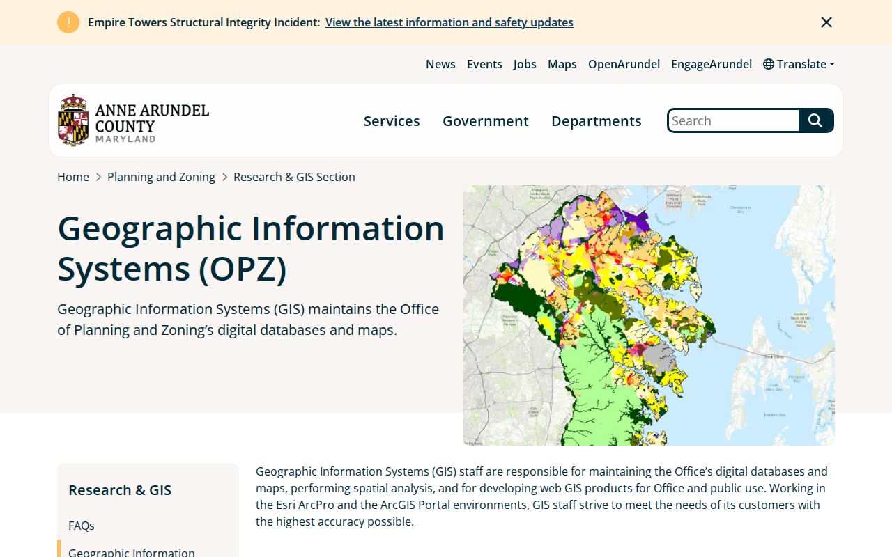 Anne Arundel County people search using county GIS applications