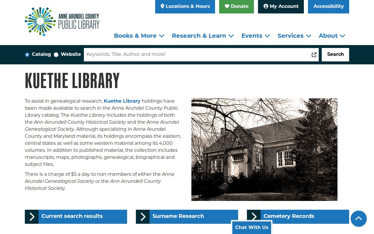 Anne Arundel County people directories Kuethe genealogy collection