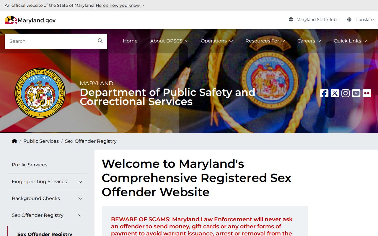 Anne Arundel County public records access through Maryland offender registry